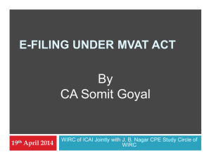By CA Somit Goyal E-FILING UNDER MVAT ACT