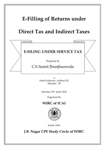 E-Filling of Returns under Direct Tax and Indirect Taxes CA Sumit Jhunjhunwala