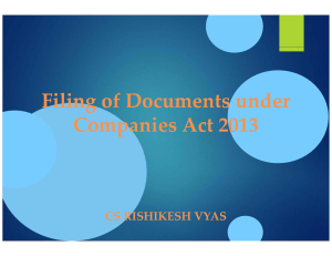 Filing of Documents under  g Companies Act 2013 CS RISHIKESH VYAS