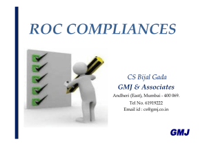 ROC COMPLIANCES CS Bijal Gada GMJ &amp; Associates J