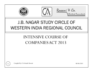 J.B. NAGAR STUDY CIRCLE OF WESTERN INDIA REGIONAL COUNCIL INTENSIVE COURSE OF