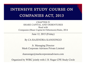 INTENSIVE STUDY COURSE ON COMPANIES ACT, 2013