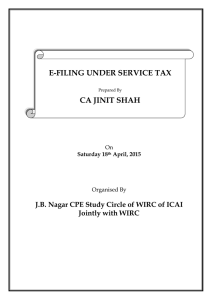 E-FILING UNDER SERVICE TAX CA JINIT SHAH Jointly with WIRC