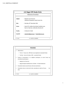 J.B. Nagar CPE Study Circle N. K. SHETH &amp; COMPANY Welcome all members