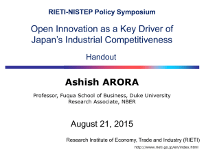 Ashish ARORA Open Innovation as a Key Driver of Japan’s Industrial Competitiveness