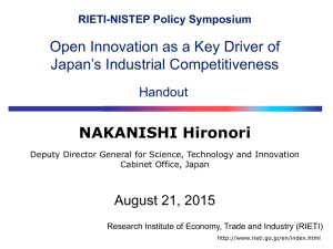NAKANISHI Hironori Open Innovation as a Key Driver of Japan’s Industrial Competitiveness