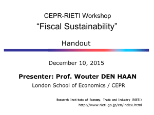 “Fiscal Sustainability” Handout CEPR-RIETI Workshop Presenter: Prof. Wouter DEN HAAN