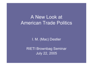 A New Look at American Trade Politics I. M. (Mac) Destler