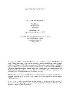 NBER WORKING PAPER SERIES THE CREDIT RATINGS GAME Patrick Bolton Xavier Freixas