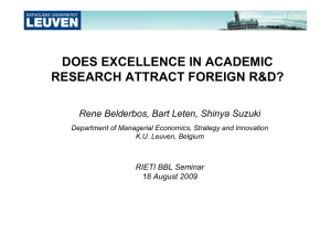 DOES EXCELLENCE IN ACADEMIC RESEARCH ATTRACT FOREIGN R&amp;D? RIETI BBL Seminar