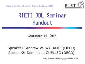 RIETI BBL Seminar  Handout Speaker1: Andrew W. WYCKOFF (OECD)