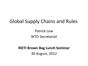 Global Supply Chains and Rules Patrick Low WTO Secretariat