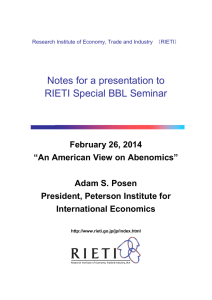 Notes for a presentation to RIETI Special BBL Seminar