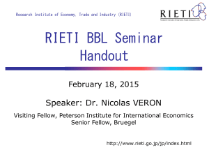 RIETI BBL Seminar Handout Speaker: Dr. Nicolas VERON
