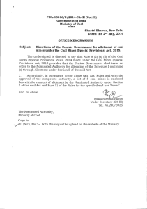 F.No.13016/9/2014-CA-III (Vol.III) Government of India Ministry of Coal *****