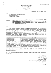 MOST IMMEDIATE No.23025/5/2014-CPD Government of India Ministry of Coal