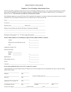 GRAYSON COLLEGE  Employee Travel Funding Authorization Form