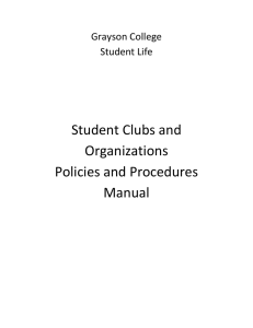 Student Clubs and Organizations Policies and Procedures Manual