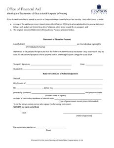 Office of Financial Aid Identity and Statement of Educational Purpose w/Notary