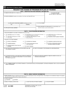 REQUEST FOR CHANGE OF PROGRAM OR PLACE OF TRAINING