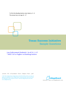 Texas Success Initiative Sample Questions Law Enforcement Students ( As of 10-1-13)