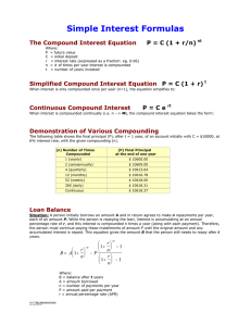 Simple Interest Formulas The Compound Interest Equation
