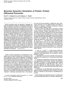 Brownian Dynamics Simulation of Protein – Protein Diffusional Encounter