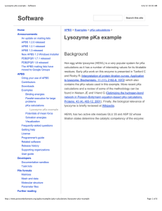 Software Lysozyme pKa example Background APBS