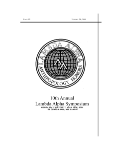 10th Annual Lambda Alpha Symposium  WICHITA STATE UNIVERSITY, APRIL 19TH, 2008