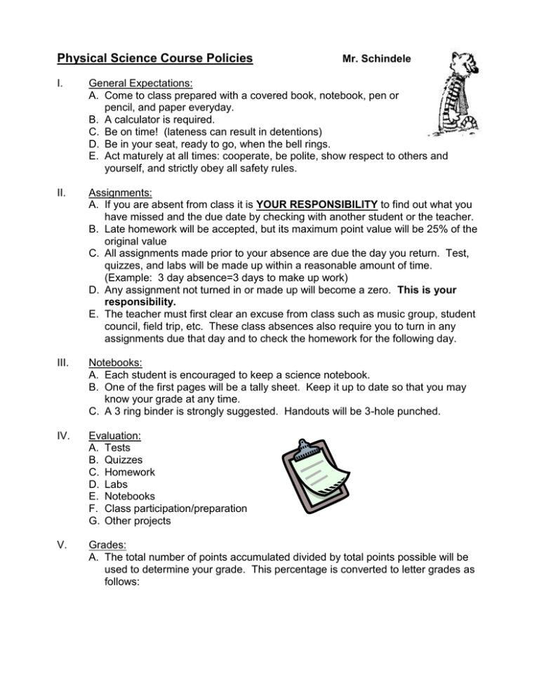 physical-science-course-policies