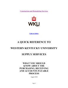 A QUICK REFERENCE TO WESTERN KENTUCKY UNIVERSITY SUPPLY SERVICES