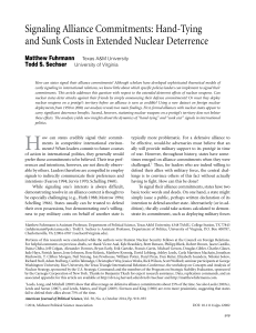 Signaling Alliance Commitments: Hand-Tying and Sunk Costs in Extended Nuclear Deterrence