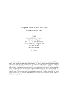 Corruption and Resource Allocation: Evidence from China