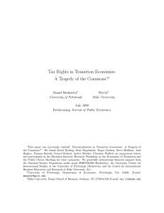 Tax Rights in Transition Economies: A Tragedy of the Commons? 1 Daniel Berkowitz