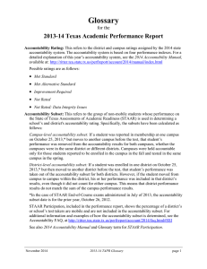 Glossary 2013-14 Texas Academic Performance Report for the