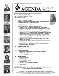 AGENDA School Board Meeting 2700 W. 15th Street, Piano, TX 75075