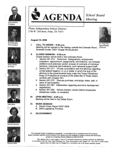 AGENDA School Board Meeting 2700 W 15th Street, Piano, TX 75075