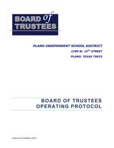 B O A R D   O F  ... O P E R A T I N G  ... PLANO INDEPENDENT SCHOOL DISTRICT 2700 W. 15