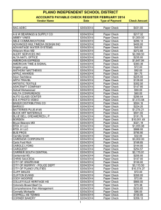 Vendor Name Date Type of Payment Check Amount