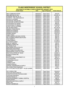 Vendor Name Date Type of Payment Check Amount