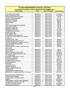 Vendor Name Date Type of Payment Check Amount