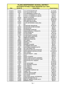 Date Vendor ID Vendor Name Check Amount