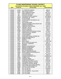 Date Vendor ID Vendor Name Check Amount