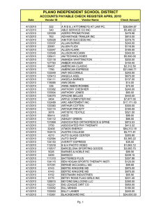 Date Vendor ID Vendor Name Check Amount