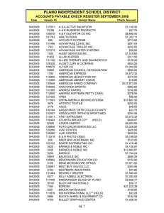 Date Vendor ID Vendor Name Check Amount