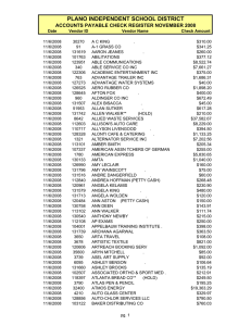 Date Vendor ID Vendor Name Check Amount