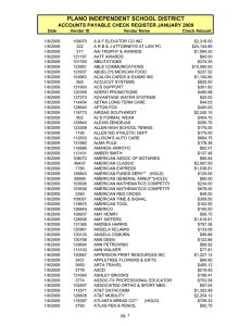 Date Vendor ID Vendor Name Check Amount