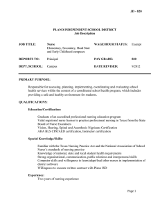 JD - 820 PLANO INDEPENDENT SCHOOL DISTRICT Job Description