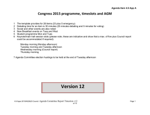Congress 2015 programme, timeslots and AGM     