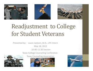 Readjustment		to	College for	Student	Veterans